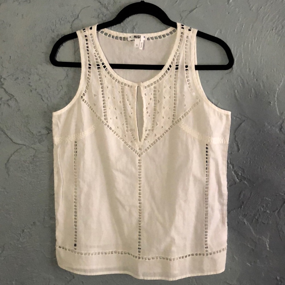 PAIGE White Cotton Semi-Sheer Blouse Small